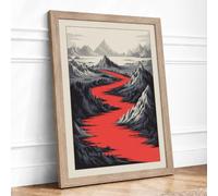 Red River Valley Modern Framed Wall Art Print A4 (29.7×21cm) Oak, Wall Decor for Living Room, Bedroom, Office & Home, Ready to Hang, Art Gift