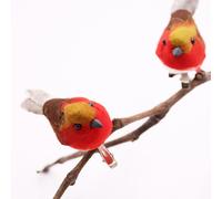 (Red) Robin Bird Christmas Tree Decoration, Very Cute Artificial Feather Robin Bird Craft Clip On Christmas Robin Bird Decoration