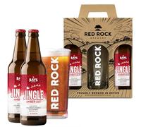 Red Rock Brewery Festive British Beer Ale Gift Set with Pint Glass - 2 x 500ml Bottles of Christmas Jingle