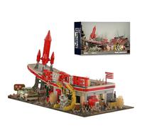 Red Rocket Gas Station Building Blocks Set for Adult - 2447PCS Abandoned Gas Station Model Bricks Kit, Survival Wasteland Collector's Display, City Street View, Creative Gift for Game Fans