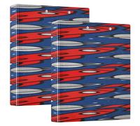 Red Rockets Space 1.5 in School Supplies Binder Three-Ringing with Pockets 1/2 Pack Aesthetic Binder 200 Sheets