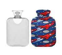 Red Rockets Space Water Bottle for hot Water with Soft Cover 2L hot Bag for Neck Shoulder Warmer Arthritis bolsas de agua Caliente para Dolores