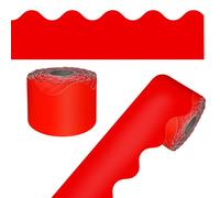 Red Rolled Scalloped Border, 65 Feet