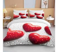 Red Romantic Love Pattern Duvet Cover 230X220,3D Heart Bedding Set for Teens Adults,Modern Aesthetics Art Soft Microfiber Quilt Cover Valentine'S Day Theme King