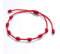 Red Rope Bracelet 7 Knots for Protection Lucky Amulet for Women Men Handmade Rope Bracelet Friendship Bracelet, One Size, Cotton