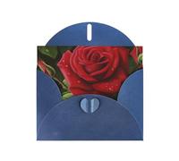 red rose 2 Prints Pearl Paper Horizontal Festival Greeting Card for Birthday Cards and All Occasions, Blue