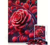 Red Rose Abstract Art Dark Background 1000 Piece Jigsaw Puzzle for Adults Memory Gain Gentle Leisure Design Assembly Art Collection Piece (38x52cm)