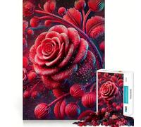 Red Rose Abstract Art Dark Background 1000 Piece Jigsaw Puzzle for Adults Memory Gain Gentle Leisure Design Assembly Art Collection Piece (38x52cm)