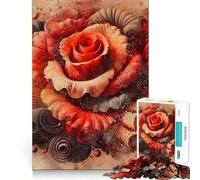 Red Rose Abstract Background Art 1000 Pieces Jigsaw Puzzles for Adults Improve Memory Peaceful Fun Sharp Edge (38x26cm)