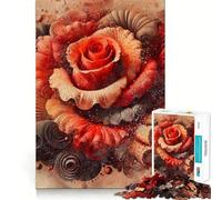 Red Rose Abstract Background Art Jigsaw Puzzles 1000 Pieces for Adults Strengthen Memory Group Joy Clean Edge Stylish Gift (38x52cm)