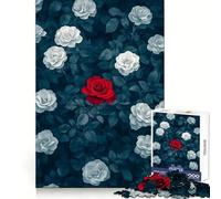 Red Rose Among White Hard Jigsaw Puzzle for Adults 1000 Pieces Recall Boost Quiet Calm Smooth Cut Classic Gift (38x52cm)