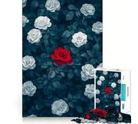 Red Rose Among White Hard Jigsaw Puzzle for Adults 1000 Pieces Recall Boost Quiet Calm Smooth Cut Classic Gift (38x52cm)