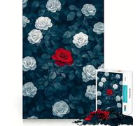 Red Rose Among White Jigsaw Puzzles for Adults1000 Pieces Mind Skill Toy Quiet Hobby Design Assembly (50x75cm)