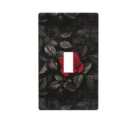 Red Rose and Black Leaves Print 1-Gang Blank Wall Plate, Standard Size,Decorative Switch Cover for Home/Commercial