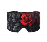 Red Rose and Black Leaves Print Sleep Eye and Ear Muffs for Sleeping with Adjustable Strap for Travel Nap Shift Work Office