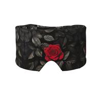 Red Rose and Black Leaves Print Sleep Eye and Ear Muffs for Sleeping with Adjustable Strap for Travel Nap Shift Work Office