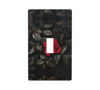Red Rose and Black Leaves Print Wall Plate, Acrylic Back Panel Or Plate, Protect Wall from Finger Prints