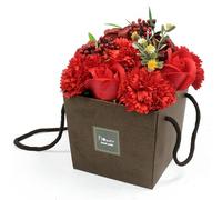 Red Rose and Carnation SOAP BOUQUET Fragrance Scented Bath Petals Gift wrapped for her women ladies presents Romantic Valentines Day Birthday Mothers Wife Girlfriend