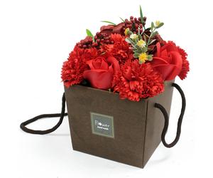 Red Rose and Carnation SOAP BOUQUET Fragrance Scented Bath Petals Gift wrapped for her women ladies presents Romantic Valentines Day Birthday...