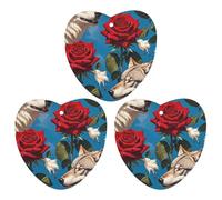 Red Rose And Three Wolves Pattern Car Air Freshener, 3 Pcs Love form Hanging Air Freshener Cards, Long Lasting Fragrance Scented Cards for Car, Home, Office White-style