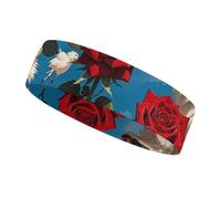 Red Rose and Three Wolves Pattern Headbands for Women & Men Sports Headband, Fits All Head Sizes, Ultra Absorbent & Non-Slip Sweatband for Running, Yoga, Gym