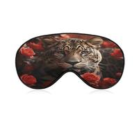 Red Rose and Tiger Sleep Mask Block Light Eye Sleep Shade Cover Comfortable Lightweight Sleeping Blindfold Soft Breathable Night Eye Cover Adjustable Band Eye Mask for Men Women