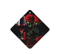 Red Rose And Wine Romantic Lovers Decor Printing 10 Pcs Air Freshener Cards,Car Scented Hanging Sheets Air Freshener Set For Car Decoration