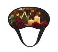 Red Rose and Wine Romantic Lovers Print Sleep Mask, Eye Sleeping Mask for Women and Men for Total Darkness, Reduces Puffy Eye Mask