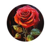Red Rose Art Mouse Pad with Anti-fray Stitching, Waterproof Gaming Mouse Mat for Men Women Non-Slip Rubber Base Round Computer Mousepad for Office Desk Accessories 8in