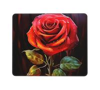 Red Rose Art Mouse Pad with Stitched Edge, Comfortable Mouse Pads with Non-Slip Rubber Base Gaming Mouse Mat Washable Mousepads Computers Laptop Desk Accessories for Office 8.3 x 10.3 in