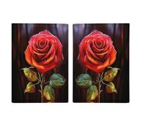 Red Rose Art Passport Holder for Women Men PU Leather Passport Travel Wallet with Multiple Pockets