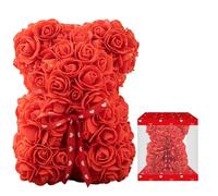 Red Rose Bear Artificial Roses Gift Box, Red Heart Bow