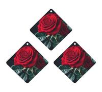 Red Rose Black Background Car Air Freshener, 3 Pcs Rhombus Hanging Air Freshener Cards, Long Lasting Fragrance Scented Cards for Car, Home, Office Black-style