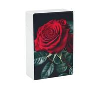 Red Rose Black Background Cigarette Case Portable Novelty Cigarette Packing Box Crush Proof Waterproof Cigarette Box Novelty Gifts for Friend