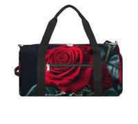 Red Rose Black Background Gym Bag for Men Women, Waterproof Gym Tote Bags, Large Duffel Bag for Travel Workout