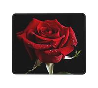 Red Rose Black Background Mouse Pad Waterproof Gaming Mousepad for Office Computer Mousepads for Desk Pad with Non-Slip Rubber Base Washable Cloth Mouse Mat 7.9 x 9.5 in