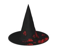 Red Rose Black Background Print Halloween Witch Hat For Women Party Hat For Halloween Festivities Cosplay Costume Ensemble