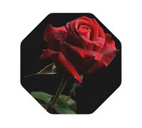 Red Rose Black Background Print Leather Coaster Set of 6, Octagon Coasters Table Decorative Coffee Cup Beverage Coasters Wine Beer Bar Coasters for Hot Drinks Table Protection