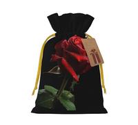 Red Rose Black Background Printed Christmas Drawstring Gift Bags-Xmas Wrapping Bags,Candy Bag,For Holiday Party Decorations,Wedding Party Supplies S Yellow Christmas Ribbon