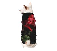 Red Rose Black Background Printed Dog Hoodie Soft Dog Sweatshirt Cute Cat Dog Clothes for Small Dogs Kitten Puppy, XL