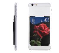 Red Rose Black Background Printed Phone Card Holder Wallet Sleeve PU Leather Phone Pocket Compatible with iPhone Samsung Galaxy