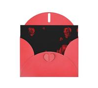 Red Rose Black Background Printing Notecards With Envelopes Funny Love Buckle Pearl Paper Envelope Packaging Holiday Greeting