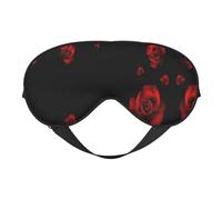 Red Rose Black Background Printing Soft Eye Mask,Double-Sided Soft Eye Cover for Sleep,Travel,Yoga, Adjustable Strap, Blocks Light