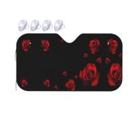 Red Rose Black Background Printing Upgrade Car Windshield Sun Shade Protect Car From Sun Rays Heat Damage,Vehicle Accessories