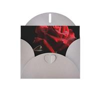 Red Rose Black Background Prints Pearl Paper Horizontal Festival Greeting Card for Birthday Cards and All Occasions, Gray