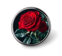 Red Rose Black Background Round Badge Brooch Lightweight Lapel Tie Pins Unique Gifts Metal Brooch Badge For Hat Shirt Clothing Bags Decoration