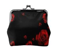 Red Rose Black Background Small Makeup Bag for Purse, Mini Portable Cosmetic Bags, for Gym and Daily Use