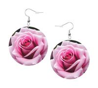 Red Rose Blossom Leather Round Earrings Color Valentine'S Day Festival Activities Fashion Women'S