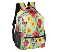 Red Rose Butterfly Art Soft Lining Kids Backpack S, Red Rose Butterfly Art, M, Backpack