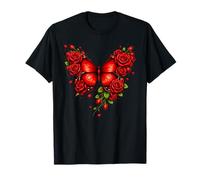 Red Rose Butterfly Flower Gardening Floral T-Shirt